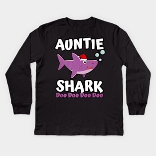 Auntie Shark Premium Christmas Mommy Shark Daddy Shark Kids Long Sleeve T-Shirt